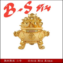 Load image into Gallery viewer, Chinese Feng Shui Good Fortune Money Gold Pot Statue Wealth Home/Office Decor Sculpture Craft Living Room TV Cabinet Fortune Ornament Housewarming Gift