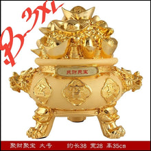 Load image into Gallery viewer, Chinese Feng Shui Good Fortune Money Gold Pot Statue Wealth Home/Office Decor Sculpture Craft Living Room TV Cabinet Fortune Ornament Housewarming Gift