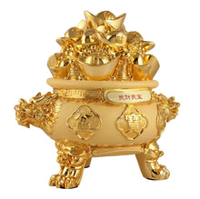 Load image into Gallery viewer, Chinese Feng Shui Good Fortune Money Gold Pot Statue Wealth Home/Office Decor Sculpture Craft Living Room TV Cabinet Fortune Ornament Housewarming Gift