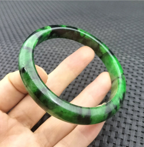 10% OF- 57/58/59mm Certified Natural 3 Color Jadeite Emerald A*Jade HandCarved Lucky Bracelet Bangle GX641