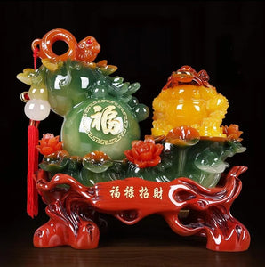 Chinese Feng Shui Lucky Wealth Toad Gourd Statue Home/Office Decor Sculpture Craft Living Room TV Cabinet Fortune Ornament Housewarming Gift