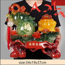 Load image into Gallery viewer, Chinese Feng Shui Lucky Wealth Toad Gourd Statue Home/Office Decor Sculpture Craft Living Room TV Cabinet Fortune Ornament Housewarming Gift