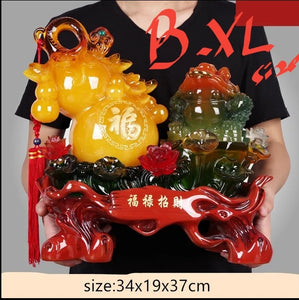 Chinese Feng Shui Lucky Wealth Toad Gourd Statue Home/Office Decor Sculpture Craft Living Room TV Cabinet Fortune Ornament Housewarming Gift