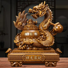 Load image into Gallery viewer, Chinese Feng Shui Good Fortune Wealth Money Gold Dragon Statue Home/Office Decor Sculpture Craft Living Room TV Cabinet Fortune Ornament Housewarming Gift