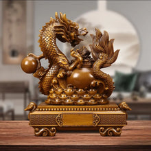 Load image into Gallery viewer, Chinese Feng Shui Good Fortune Wealth Money Gold Dragon Statue Home/Office Decor Sculpture Craft Living Room TV Cabinet Fortune Ornament Housewarming Gift