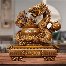 Load image into Gallery viewer, Chinese Feng Shui Good Fortune Wealth Money Gold Dragon Statue Home/Office Decor Sculpture Craft Living Room TV Cabinet Fortune Ornament Housewarming Gift