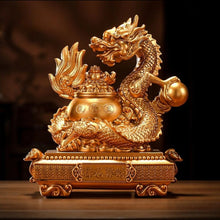 Load image into Gallery viewer, Chinese Feng Shui Good Fortune Wealth Money Gold Dragon Statue Home/Office Decor Sculpture Craft Living Room TV Cabinet Fortune Ornament Housewarming Gift