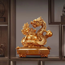 Load image into Gallery viewer, Chinese Feng Shui Good Fortune Wealth Money Gold Dragon Statue Home/Office Decor Sculpture Craft Living Room TV Cabinet Fortune Ornament Housewarming Gift