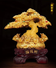 Load image into Gallery viewer, Chinese Feng Shui Good Fortune Wealth Lucky Gold Money Tree Toads Statue Home/Office Decor Sculpture Craft Living Room TV Cabinet Fortune Ornament Housewarming Gift