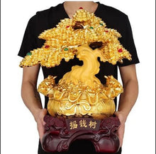 Load image into Gallery viewer, Chinese Feng Shui Good Fortune Wealth Lucky Gold Money Tree Toads Statue Home/Office Decor Sculpture Craft Living Room TV Cabinet Fortune Ornament Housewarming Gift