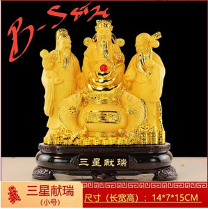 Chinese Feng Shui Good Fortune Wealth Blessing Fu Lu Shou 3 Gods Fortune Craft Statue Home/Office Decor Sculpture Craft Living Room TV Cabinet Fortune Ornament Housewarming Gift