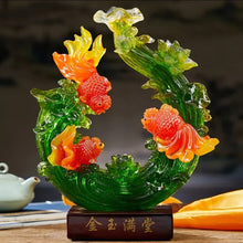 Load image into Gallery viewer, Chinese Feng Shui Lucky Money Coin Gold Fish Statue Wealth Home/Office Decor Sculpture Craft Living Room TV Cabinet Fortune Ornament Housewarming Gift