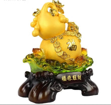 Load image into Gallery viewer, Chinese Feng Shui Lucky Money Coin Gourd Statue Wealth Home/Office Decor Sculpture Craft Living Room TV Cabinet Fortune Ornament Housewarming Gift