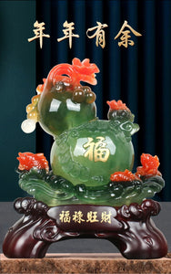 Chinese Feng Shui Lucky Money Coin Gourd Statue Wealth Home/Office Decor Sculpture Craft Living Room TV Cabinet Fortune Ornament Housewarming Gift