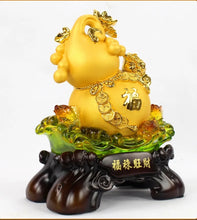 Load image into Gallery viewer, Chinese Feng Shui Lucky Money Coin Gourd Statue Wealth Home/Office Decor Sculpture Craft Living Room TV Cabinet Fortune Ornament Housewarming Gift