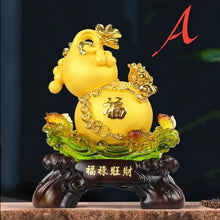 Load image into Gallery viewer, Chinese Feng Shui Lucky Money Coin Gourd Statue Wealth Home/Office Decor Sculpture Craft Living Room TV Cabinet Fortune Ornament Housewarming Gift