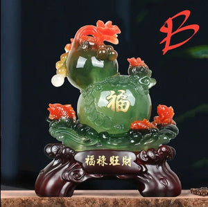 Chinese Feng Shui Lucky Money Coin Gourd Statue Wealth Home/Office Decor Sculpture Craft Living Room TV Cabinet Fortune Ornament Housewarming Gift