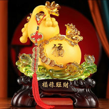 Load image into Gallery viewer, Chinese Feng Shui Lucky Money Coin Gourd Statue Wealth Home/Office Decor Sculpture Craft Living Room TV Cabinet Fortune Ornament Housewarming Gift