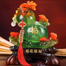 Load image into Gallery viewer, Chinese Feng Shui Lucky Money Coin Gourd Statue Wealth Home/Office Decor Sculpture Craft Living Room TV Cabinet Fortune Ornament Housewarming Gift