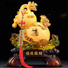 Load image into Gallery viewer, Chinese Feng Shui Lucky Money Coin Gourd Statue Wealth Home/Office Decor Sculpture Craft Living Room TV Cabinet Fortune Ornament Housewarming Gift