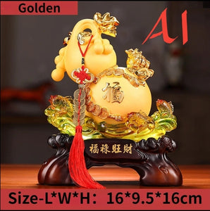 Chinese Feng Shui Lucky Money Coin Gourd Statue Wealth Home/Office Decor Sculpture Craft Living Room TV Cabinet Fortune Ornament Housewarming Gift