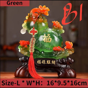 Chinese Feng Shui Lucky Money Coin Gourd Statue Wealth Home/Office Decor Sculpture Craft Living Room TV Cabinet Fortune Ornament Housewarming Gift