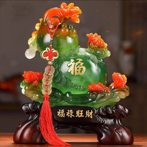 Chinese Feng Shui Lucky Money Coin Gourd Statue Wealth Home/Office Decor Sculpture Craft Living Room TV Cabinet Fortune Ornament Housewarming Gift