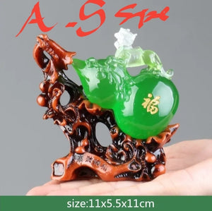 Chinese Feng Shui Lucky Money Coin Gourd Pixiu Statue Wealth Home/Office Decor Sculpture Craft Living Room TV Cabinet Fortune Ornament Housewarming Gift