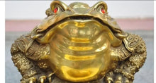 Load image into Gallery viewer, Chinese Feng Shui Lucky Wealth Money Toad Gourd Brass Copper Statue Home/Office Decor Sculpture Craft Living Room TV Cabinet Fortune Ornament Housewarming Gift