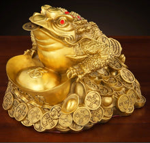 Load image into Gallery viewer, Chinese Feng Shui Lucky Wealth Money Toad Gourd Brass Copper Statue Home/Office Decor Sculpture Craft Living Room TV Cabinet Fortune Ornament Housewarming Gift