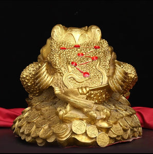 Chinese Feng Shui Lucky Wealth Money Toad Gourd Brass Copper Statue Home/Office Decor Sculpture Craft Living Room TV Cabinet Fortune Ornament Housewarming Gift