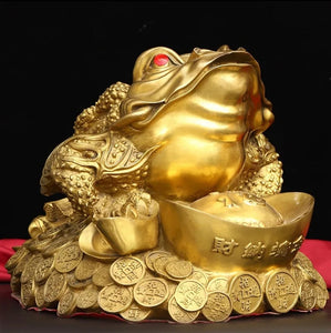 Chinese Feng Shui Lucky Wealth Money Toad Gourd Brass Copper Statue Home/Office Decor Sculpture Craft Living Room TV Cabinet Fortune Ornament Housewarming Gift