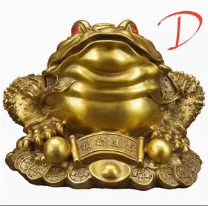 Chinese Feng Shui Lucky Wealth Money Toad Gourd Brass Copper Statue Home/Office Decor Sculpture Craft Living Room TV Cabinet Fortune Ornament Housewarming Gift