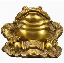 Load image into Gallery viewer, Chinese Feng Shui Lucky Wealth Money Toad Gourd Brass Copper Statue Home/Office Decor Sculpture Craft Living Room TV Cabinet Fortune Ornament Housewarming Gift