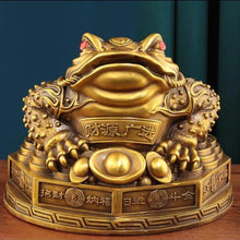 Load image into Gallery viewer, Chinese Feng Shui Lucky Wealth Money Toad Gourd Brass Copper Statue Home/Office Decor Sculpture Craft Living Room TV Cabinet Fortune Ornament Housewarming Gift