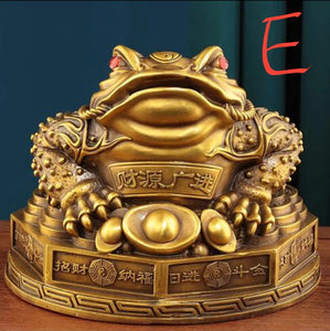 Chinese Feng Shui Lucky Wealth Money Toad Gourd Brass Copper Statue Home/Office Decor Sculpture Craft Living Room TV Cabinet Fortune Ornament Housewarming Gift