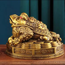 Load image into Gallery viewer, Chinese Feng Shui Lucky Wealth Money Toad Gourd Brass Copper Statue Home/Office Decor Sculpture Craft Living Room TV Cabinet Fortune Ornament Housewarming Gift