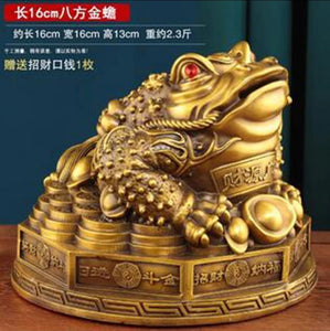 Chinese Feng Shui Lucky Wealth Money Toad Gourd Brass Copper Statue Home/Office Decor Sculpture Craft Living Room TV Cabinet Fortune Ornament Housewarming Gift