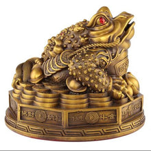 Load image into Gallery viewer, Chinese Feng Shui Lucky Wealth Money Toad Gourd Brass Copper Statue Home/Office Decor Sculpture Craft Living Room TV Cabinet Fortune Ornament Housewarming Gift