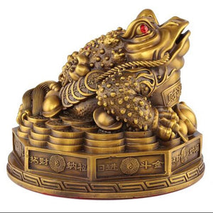 Chinese Feng Shui Lucky Wealth Money Toad Gourd Brass Copper Statue Home/Office Decor Sculpture Craft Living Room TV Cabinet Fortune Ornament Housewarming Gift