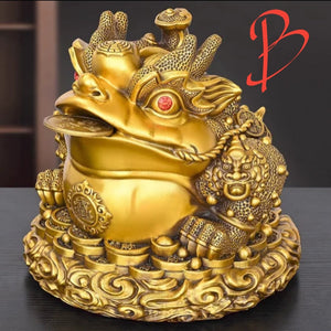 Chinese Feng Shui Lucky Wealth Money Toad Gourd Brass Copper Statue Home/Office Decor Sculpture Craft Living Room TV Cabinet Fortune Ornament Housewarming Gift