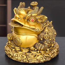 Load image into Gallery viewer, Chinese Feng Shui Lucky Wealth Money Toad Gourd Brass Copper Statue Home/Office Decor Sculpture Craft Living Room TV Cabinet Fortune Ornament Housewarming Gift