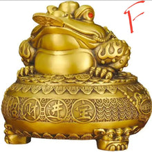 Load image into Gallery viewer, Chinese Feng Shui Lucky Wealth Money Toad Gourd Brass Copper Statue Home/Office Decor Sculpture Craft Living Room TV Cabinet Fortune Ornament Housewarming Gift