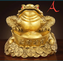 Load image into Gallery viewer, Chinese Feng Shui Lucky Wealth Money Toad Gourd Brass Copper Statue Home/Office Decor Sculpture Craft Living Room TV Cabinet Fortune Ornament Housewarming Gift