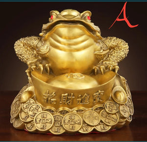 Chinese Feng Shui Lucky Wealth Money Toad Gourd Brass Copper Statue Home/Office Decor Sculpture Craft Living Room TV Cabinet Fortune Ornament Housewarming Gift