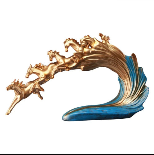 Chinese Feng Shui Good Fortune Wealth success 8 Running Horses Statue Home/Office Decor Sculpture Craft Living Room TV Cabinet Fortune Ornament Housewarming Gift