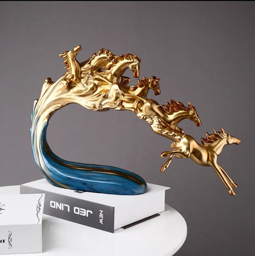 Chinese Feng Shui Good Fortune Wealth success 8 Running Horses Statue Home/Office Decor Sculpture Craft Living Room TV Cabinet Fortune Ornament Housewarming Gift