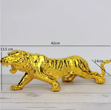 Load image into Gallery viewer, Chinese Feng Shui Good Fortune Wealth Lucky Gold/Silver Tiger Statue Home/Office Decor Sculpture Craft Living Room TV Cabinet Fortune Ornament Housewarming Gift