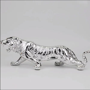 Chinese Feng Shui Good Fortune Wealth Lucky Gold/Silver Tiger Statue Home/Office Decor Sculpture Craft Living Room TV Cabinet Fortune Ornament Housewarming Gift