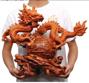 Chinese Feng Shui Good Fortune Wealth Lucky Earth Dragon Statue Home/Office Decor Sculpture Craft Living Room TV Cabinet Fortune Ornament Housewarming Gift